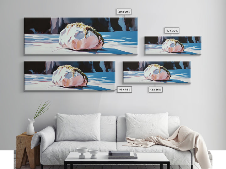 Rock With Moss, Nature Art, Office Wall Art, Framed Canvas Print, Tranquil Landscape, Serene Home Decor, Modern Minimalist Artwork