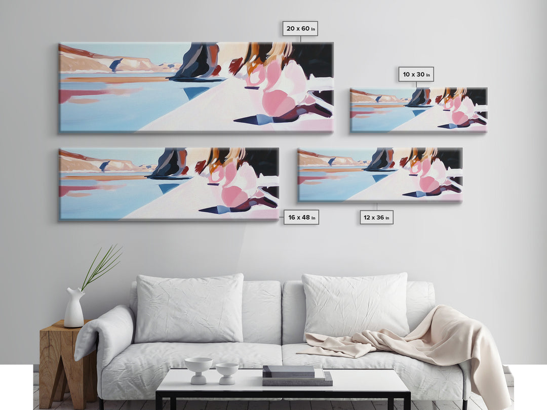 Desert Reflection, Minimalist Art, Modern Landscape, Neutral Tones, Framed Canvas Print, Boho Decor, Living Room Wall Art, Large Art