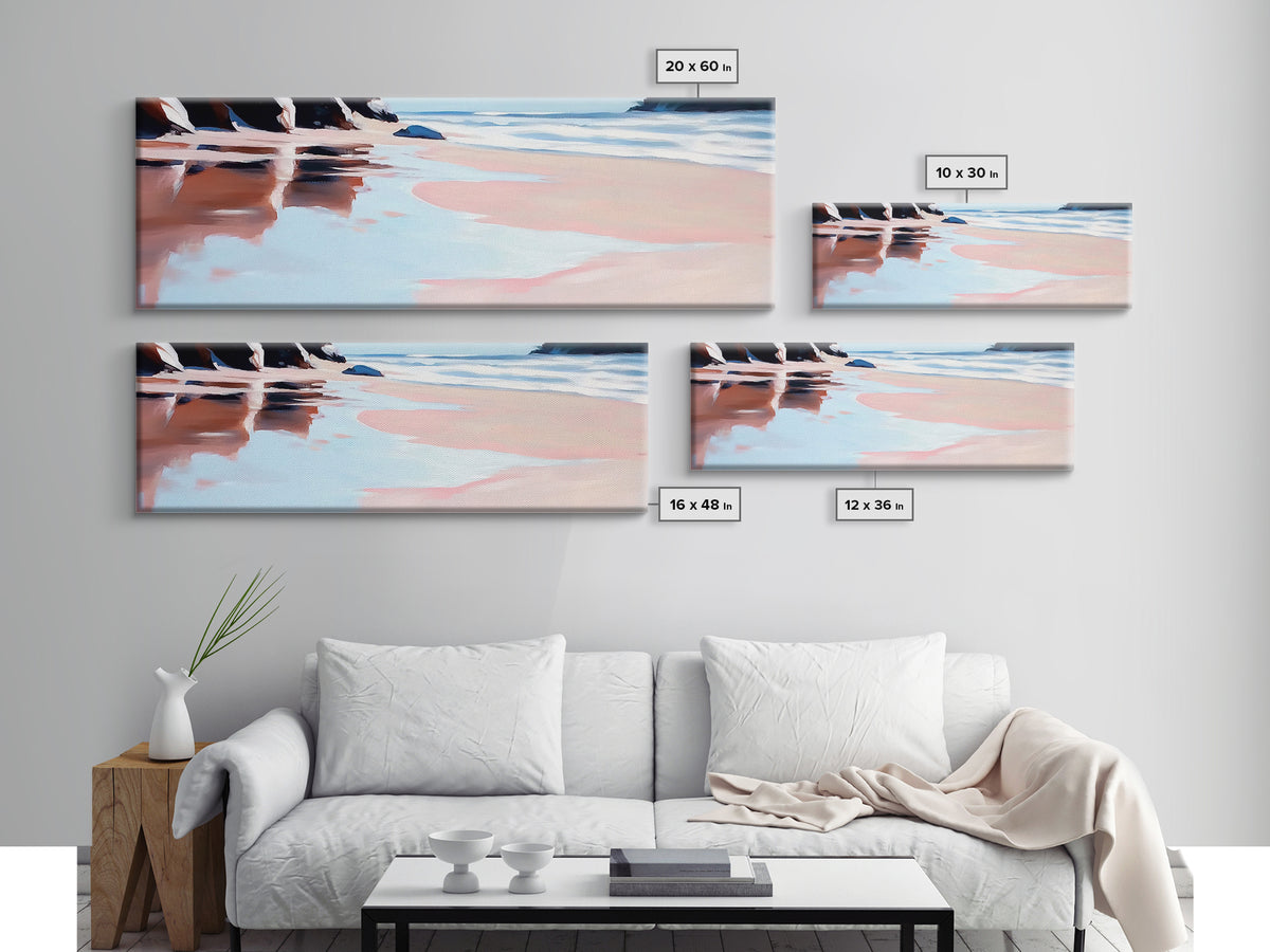 Hand Reflection, Abstract Art, Soft Blues, Pink Hues, Framed Canvas Print, Contemporary Wall Art, Bedroom Decor, Zen Aesthetic