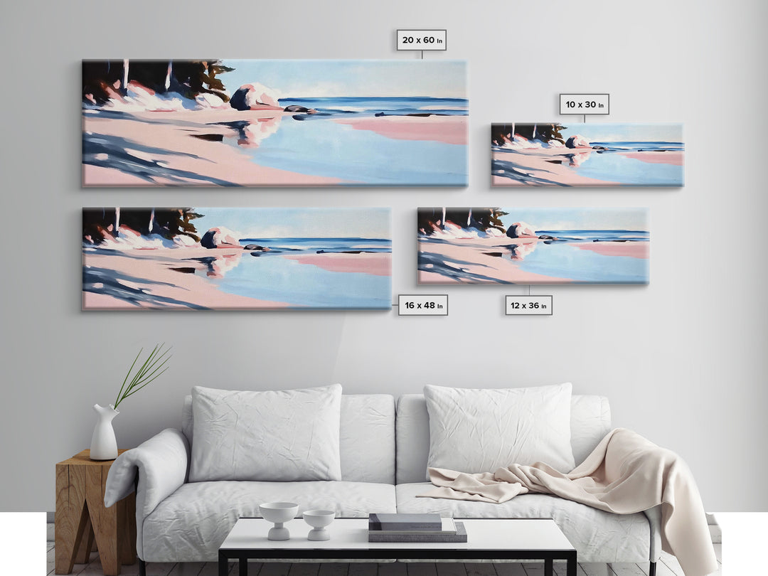 Coastal Serenity, Beach Reflection, Nautical Art, Framed Canvas Print, Ocean Inspired Wall Decor, Relaxing Seaside Aesthetic