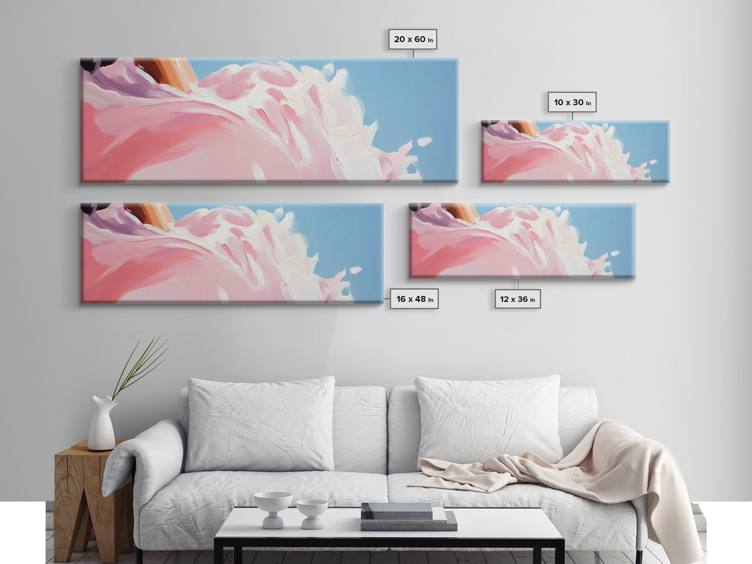 Abstract Floral Art, Soft Pink Flowers, Boho Home Decor, Minimalist Framed Canvas Print, Elegant Wall Art, Feminine Bedroom Painting