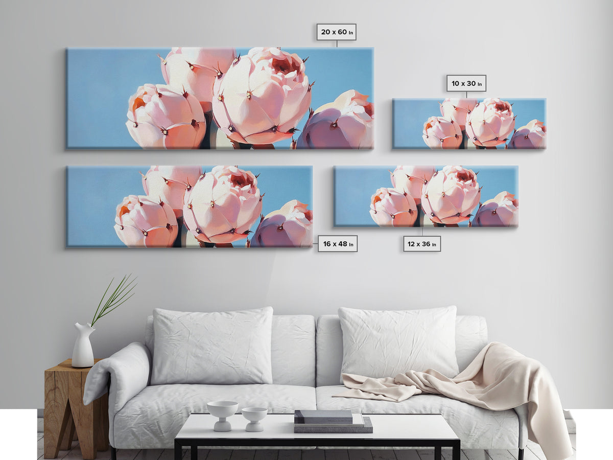 Cactus Flower Art, Desert Boho Decor, Minimalist Nature Painting, Southwest Framed Canvas Print, Rustic Wall Art, Earthy Home Aesthetic