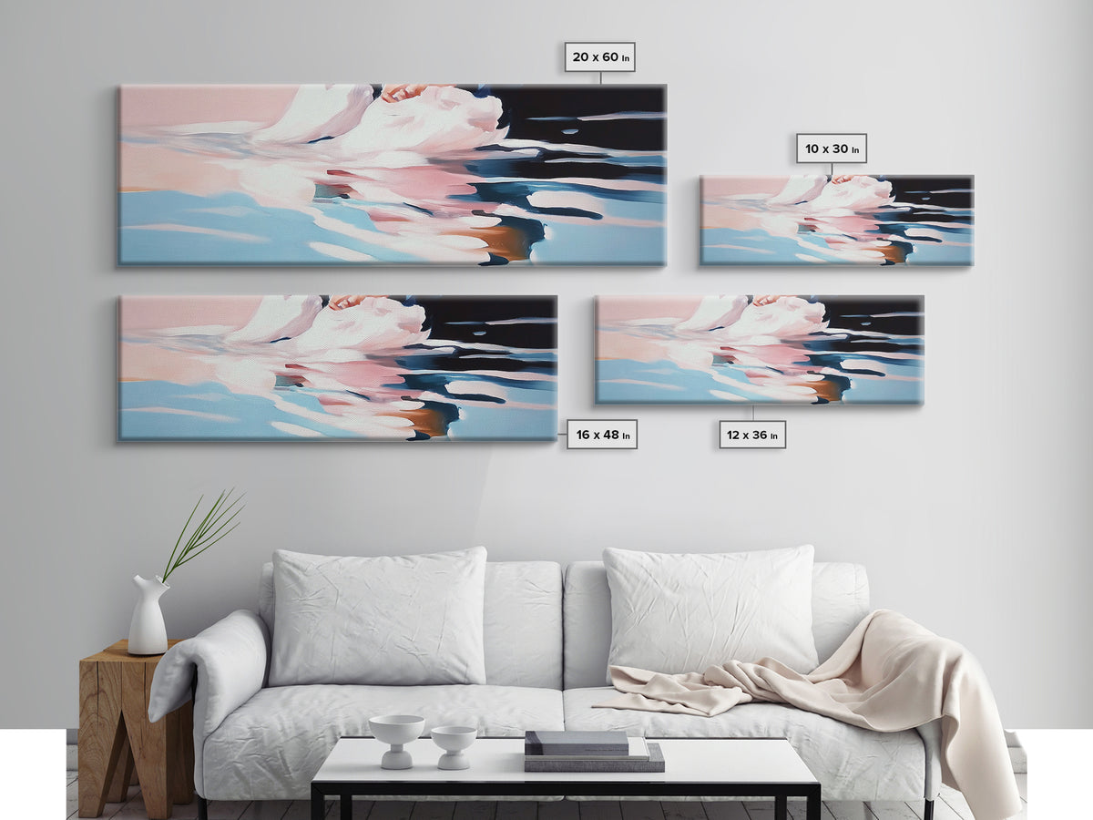 Blurred Reflection, Ocean Serenity, Abstract Art, Canvas Print, Soft Pastel Wall Art, Minimalist Coastal Decor, Tranquil Beach Scene