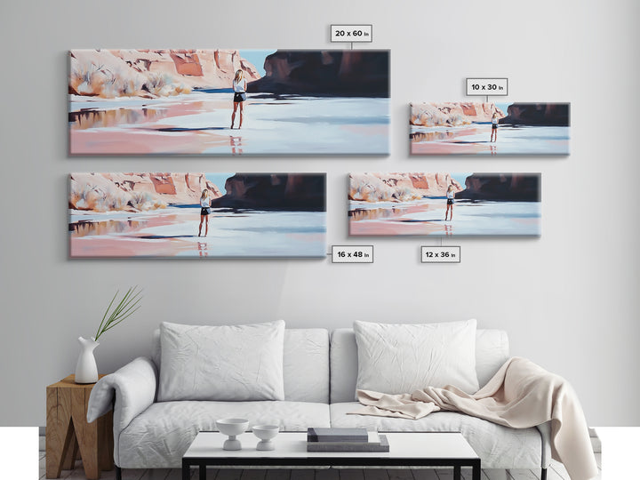 Desert River Scene, Canyon Artwork, Earthy Tones, Southwest Landscape, Minimalist Home Decor, Living Room Print, Canvas Print