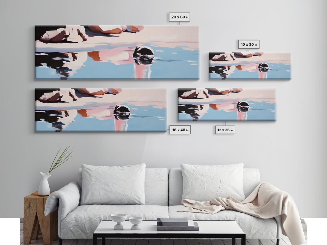 Rock Pool Reflection, Abstract Beach Art, Coastal Serenity, Soft Pastel Decor, Modern Minimalist Aesthetic, Canvas Print, Ocean Vibes