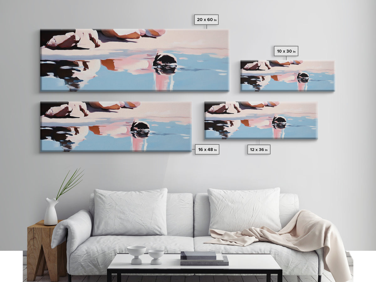 Rock Pool Reflection, Abstract Beach Art, Coastal Serenity, Soft Pastel Decor, Modern Minimalist Aesthetic, Canvas Print, Ocean Vibes