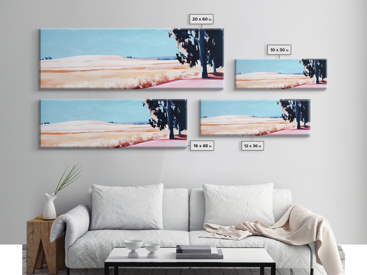 Rolling Fields, Pastel Landscape, Countryside Painting, Nature Decor, Modern Farmhouse Art, Living Room Wall Art, Framed Canvas Print