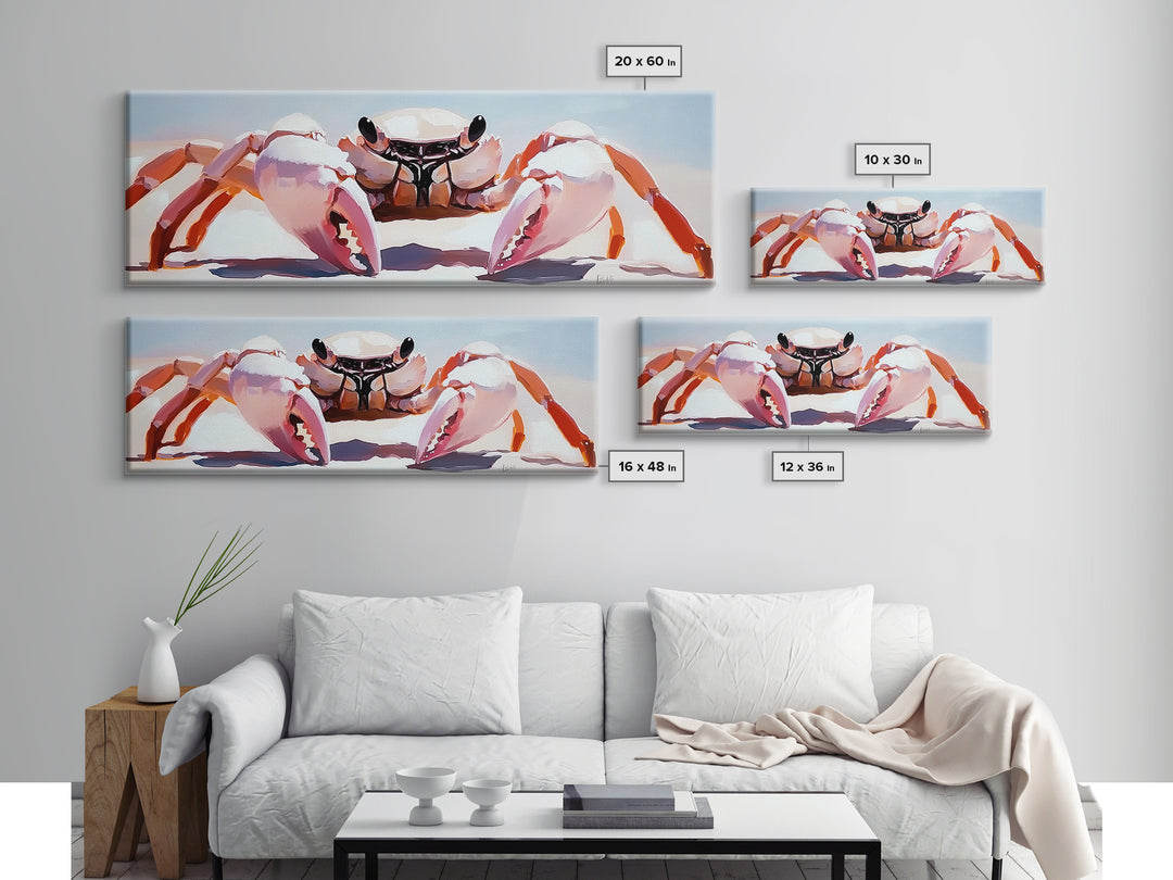 Crab Art, Beach Wall Art, Coastal Decor, Nautical Painting, Ocean Animal Print, Pastel Tones, Living Room Art, Canvas Print