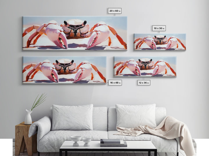 Crab Art, Beach Wall Art, Coastal Decor, Nautical Painting, Ocean Animal Print, Pastel Tones, Living Room Art, Canvas Print
