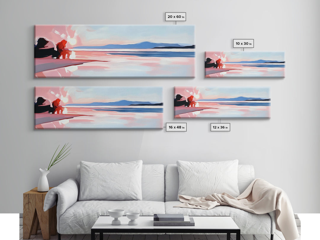 Ocean Bliss, Beach Serenity, Sunset Vibes, Framed Canvas Print, Coastal Decor, Nautical Theme, Living Room Art, Relaxing Wall Painting