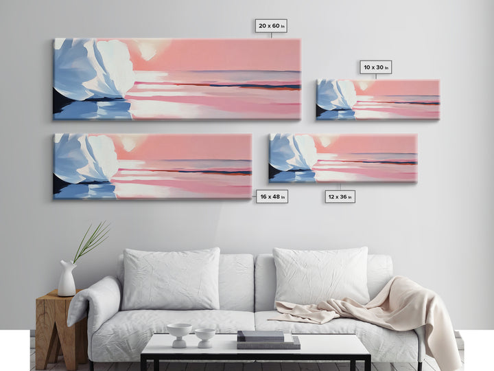 Blush Sky, Ocean Reflection, Pastel Landscape, Coastal Serenity, Canvas Print, Bedroom Wall Art, Modern Impressionist, Gift Idea