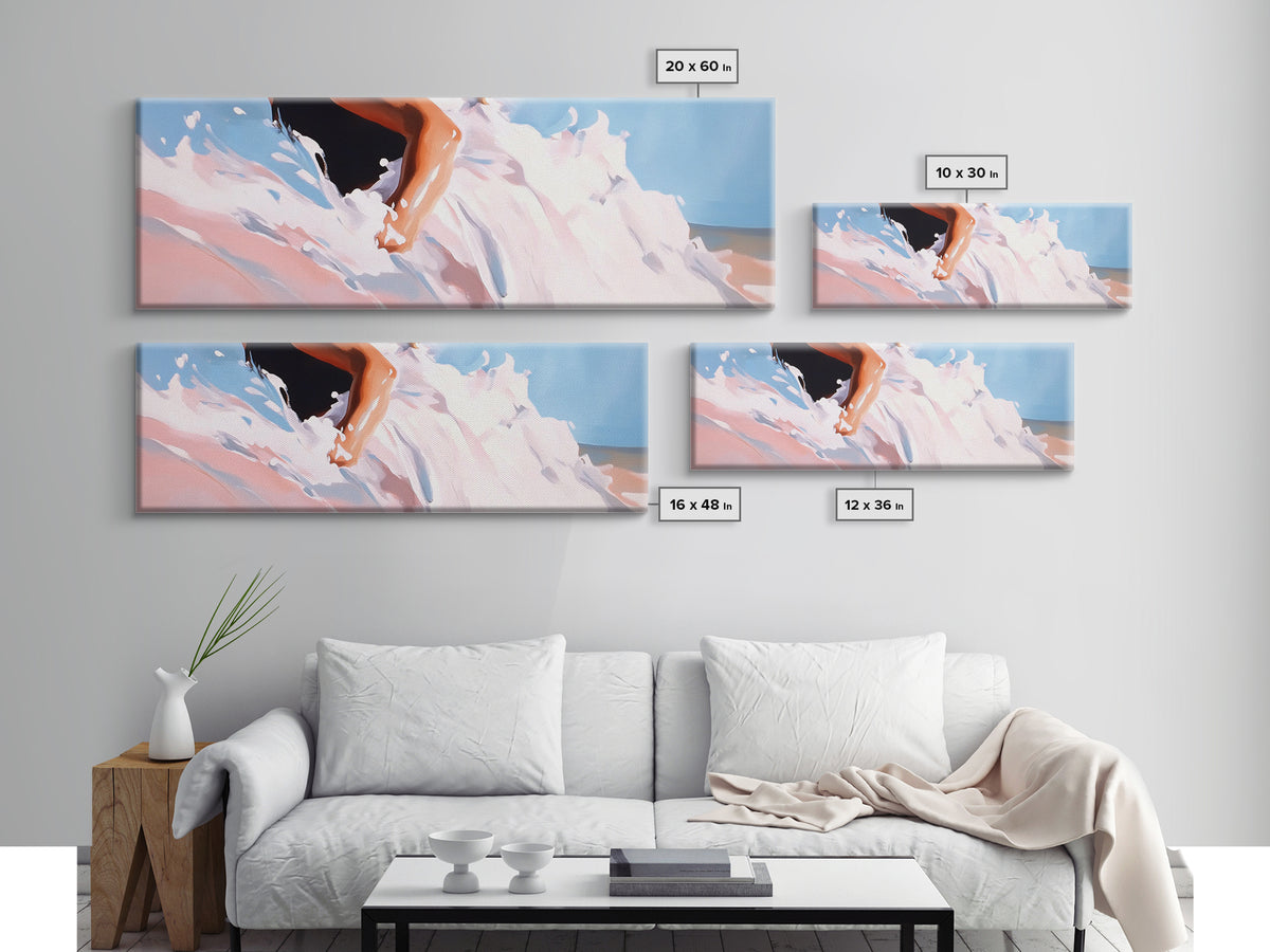 Abstract Ocean Waves, Coastal Wall Art, Beach Aesthetic, Pastel Seascape, Large Canvas Print, Minimalist Art, Living Room Decor