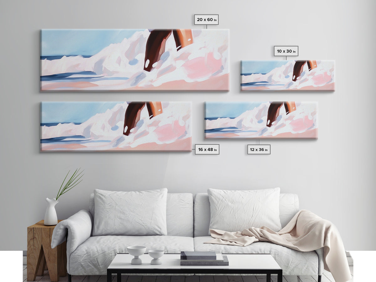 Ocean Splash Painting, Coastal Wave Print, Minimalist Beach Art, Soft Pastel Seascape, Large Canvas Print, Boho Home Decor, Bedroom Art