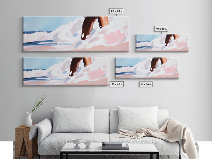 Ocean Splash Painting, Coastal Wave Print, Minimalist Beach Art, Soft Pastel Seascape, Large Canvas Print, Boho Home Decor, Bedroom Art
