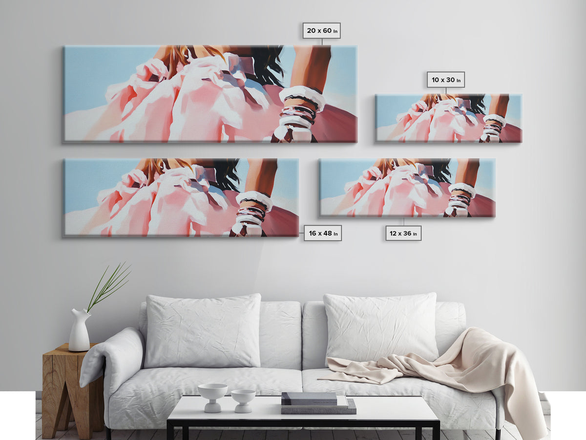 Boho Fashion Art, Flowing Dress Print, Pastel Aesthetic Painting, Minimalist Chic Decor, Large Canvas Print, Bedroom Wall Art