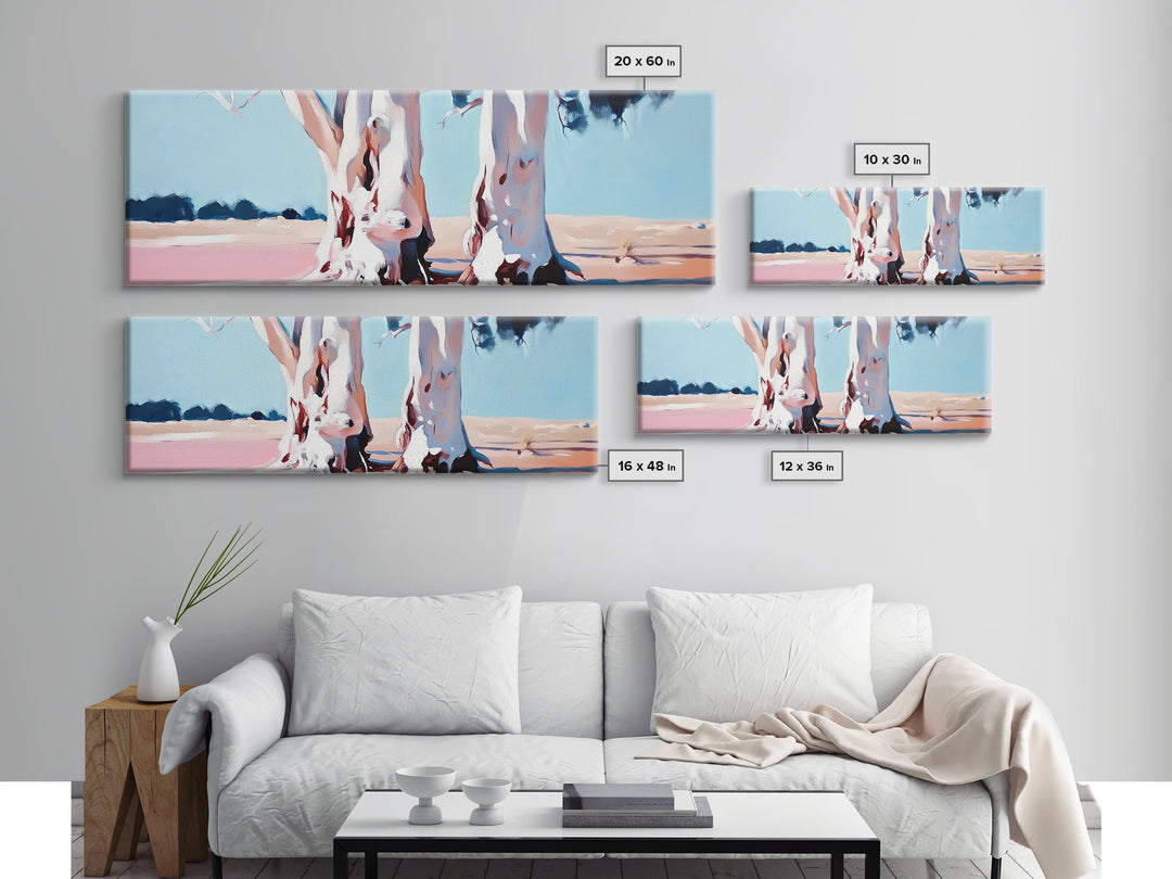 Desert Trees, Minimalist Landscape, Rustic Home Decor, Framed Canvas Print, Living Room Wall Art, Boho Aesthetic, Neutral Nature Art