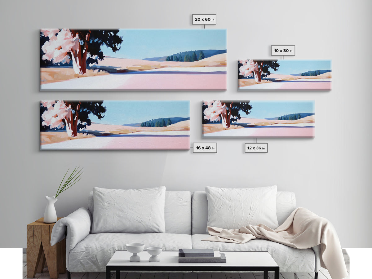 Blooming Tree, Nature Landscape, Spring Art, Framed Canvas Print, Living Room Wall Art, Impressionist Painting, Minimalist Decor