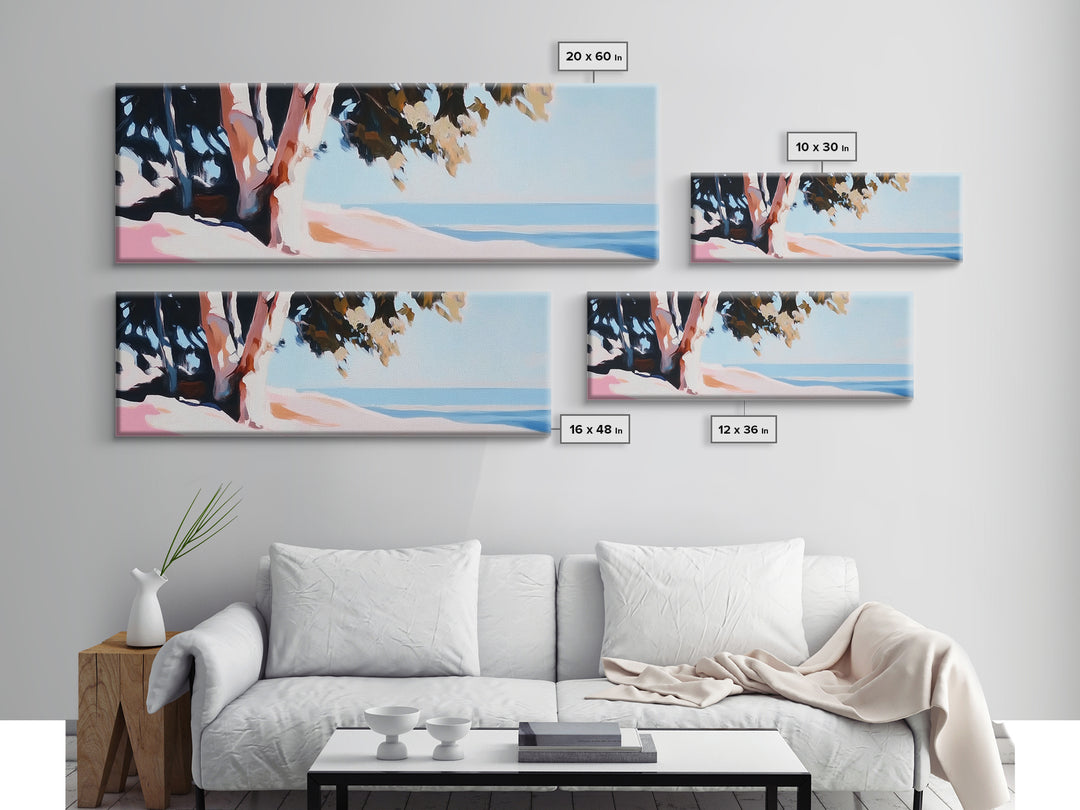 Coastal Serenity, Ocean View, Beach Art, Framed Canvas Print, Bedroom Wall Art, Modern Seascape, Relaxing Coastal Decor, Blue Tones