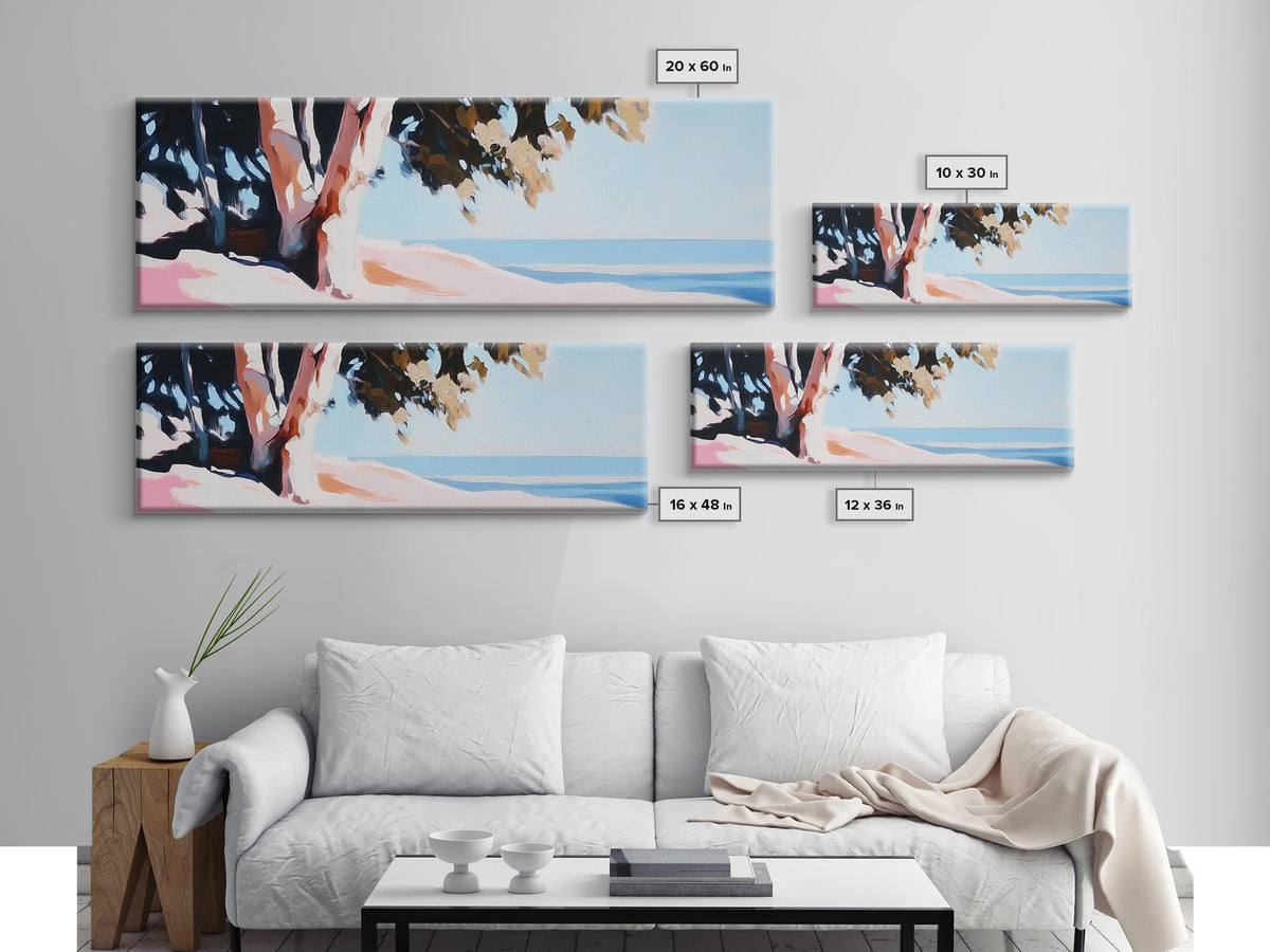 Coastal Serenity, Ocean View, Beach Art, Framed Canvas Print, Bedroom Wall Art, Modern Seascape, Relaxing Coastal Decor, Blue Tones