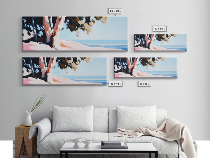 Coastal Serenity, Ocean View, Beach Art, Framed Canvas Print, Bedroom Wall Art, Modern Seascape, Relaxing Coastal Decor, Blue Tones
