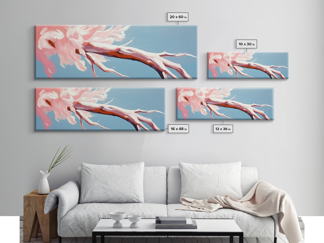 Blossoming Driftwood, Abstract Tree, Whimsical Nature, Framed Canvas Print, Bedroom Wall Art, Soft Pastel Decor, Contemporary Artwork