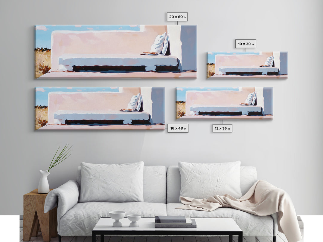 Desert Bench, Cozy Minimalist, Soft Neutral Tones, Boho Retreat, Modern Home Decor, Canvas Print, Living Room Wall Art, Earthy Tones