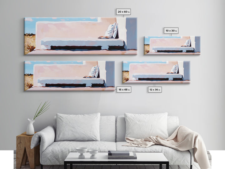 Desert Bench, Cozy Minimalist, Soft Neutral Tones, Boho Retreat, Modern Home Decor, Canvas Print, Living Room Wall Art, Earthy Tones