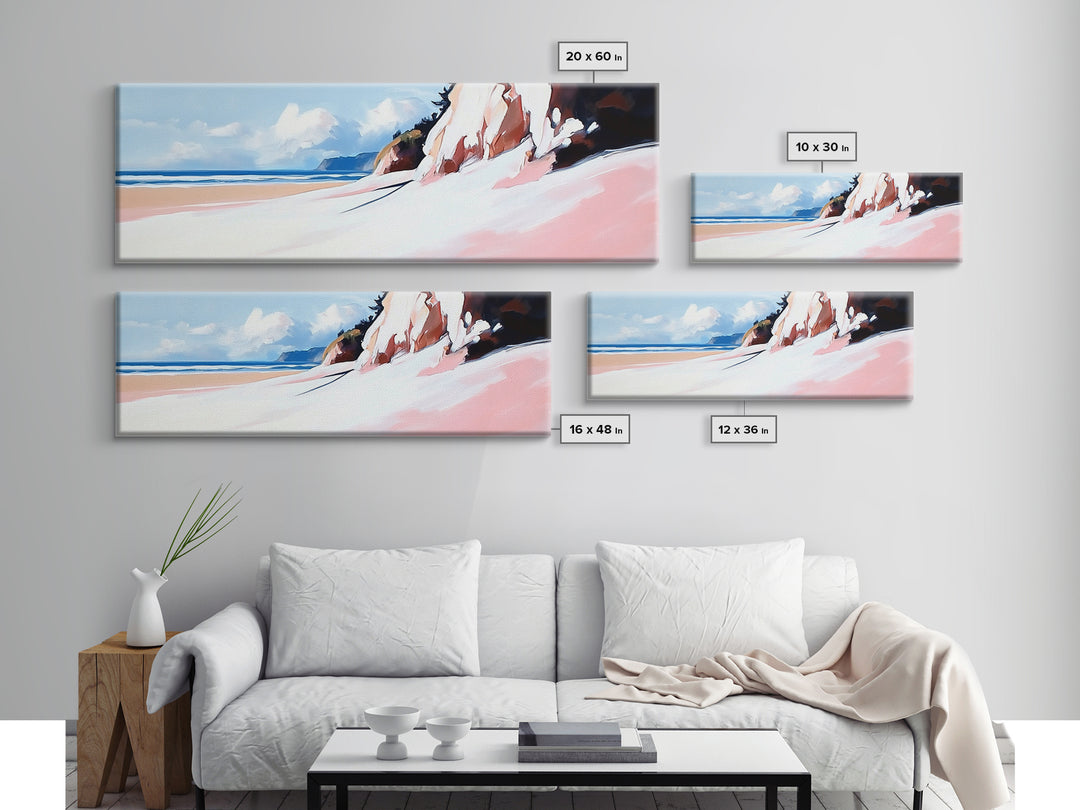 Ocean Cliff, Beach Wall Art, Coastal Landscape, Nature Painting, Serene Seascape, Modern Minimalist, Bedroom Decor, Canvas Print