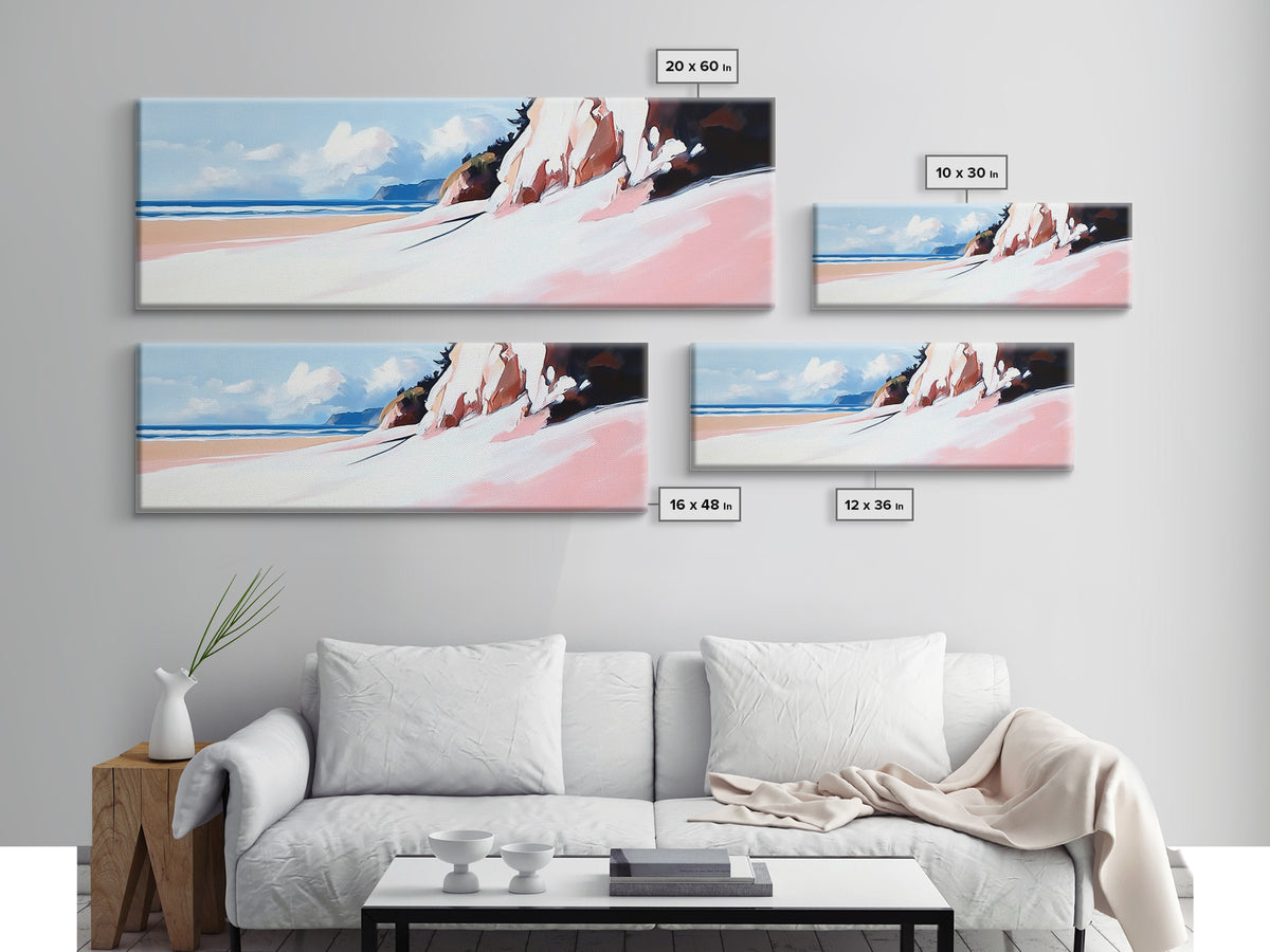 Ocean Cliff, Beach Wall Art, Coastal Landscape, Nature Painting, Serene Seascape, Modern Minimalist, Bedroom Decor, Canvas Print