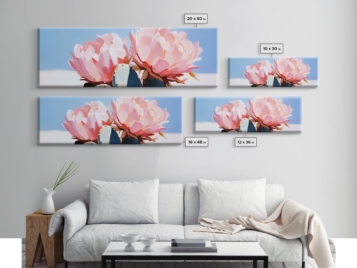 Cactus Blooms, Southwest Wall Art, Boho Home Decor, Canvas Print, Nature Inspired Art, Desert Flowers, Pink Floral Aesthetic