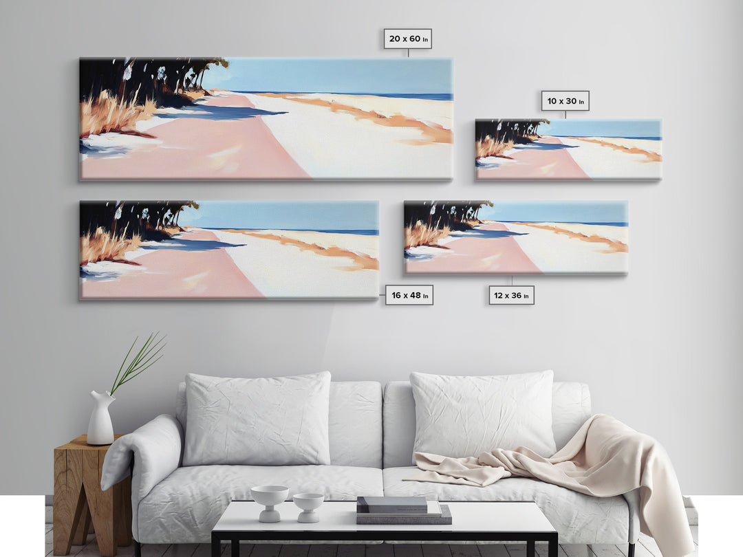 Beach Path, Sand Dunes, Coastal Landscape, Office Wall Art, Minimalist Seascape, Neutral Aesthetic, Framed Canvas Print, Modern Home Design