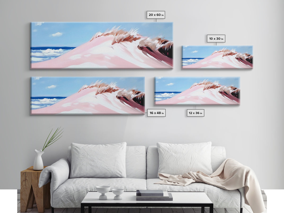 Coastal Dunes, Ocean Breeze, Beach Landscape, Pastel Art, Canvas Print, Nautical Wall Art, Bathroom Decor, Coastal Home Art