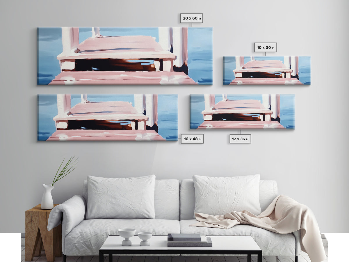 Dock on Water, Serene Reflection, Minimalist Art, Nautical Decor, Canvas Print, Coastal Home Art, Relaxing Wall Art, Lake House Decor