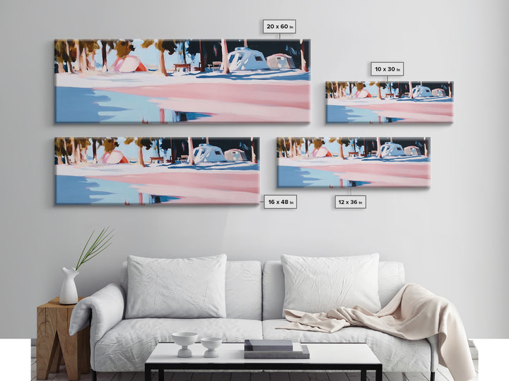 Camping Scene, Nature Landscape, Outdoor Adventure Art, Framed Canvas Print, Rustic Cabin Decor, National Park Wall Art, Minimalist Art