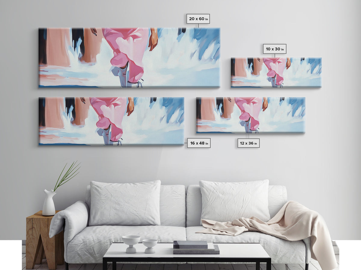 Beach Walk, Coastal Wall Art, Seascape Painting, Soft Pastel Home Decor, Minimalist Beach Aesthetic, Framed Canvas Print, Ocean Art