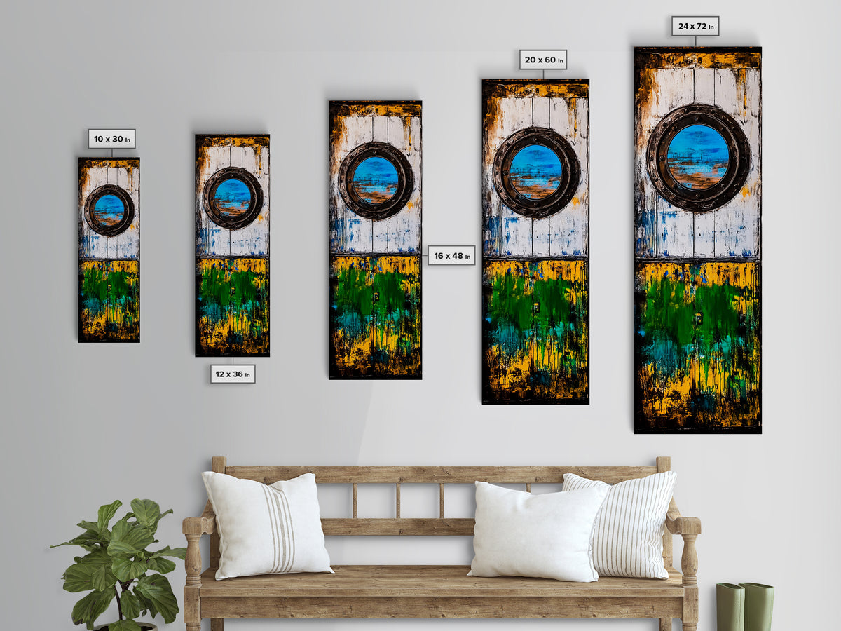 Nautical Window, Rustic Wood, Coastal Home, Canvas Print, Ocean View, Maritime Wall Art, Beach House Decor, Living Room Wall Art