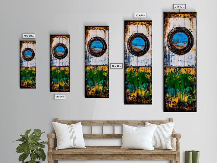 Nautical Window, Rustic Wood, Coastal Home, Canvas Print, Ocean View, Maritime Wall Art, Beach House Decor, Living Room Wall Art