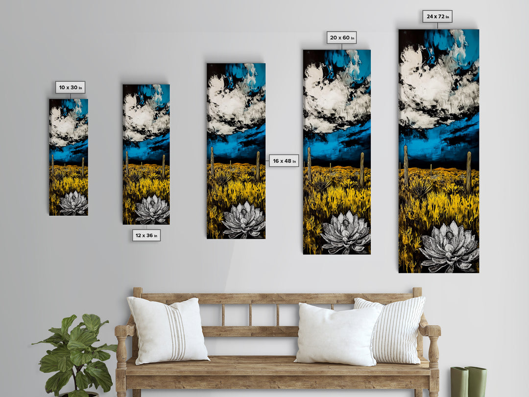 Desert Bloom, Cactus Flower Art, Southwest Landscape, Canvas Print, Bold Nature Decor, Modern Wall Art, Living Room Artwork