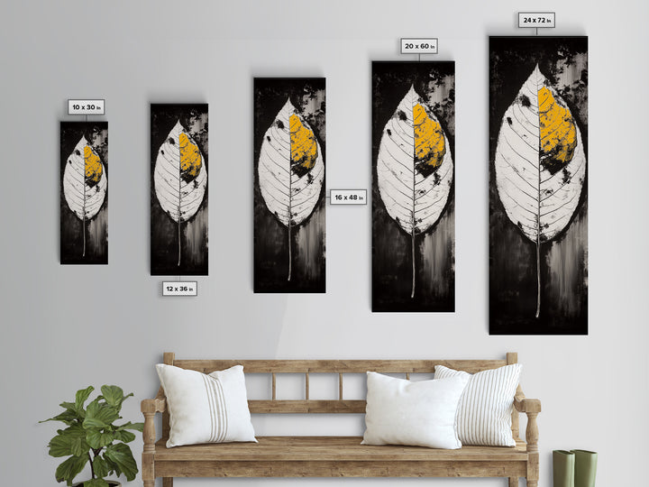 Autumn Leaf, Black and White, Minimalist, Framed Canvas Print, Modern Botanical Art, Monochrome Print, Fall Wall Decor, Cozy Home Art