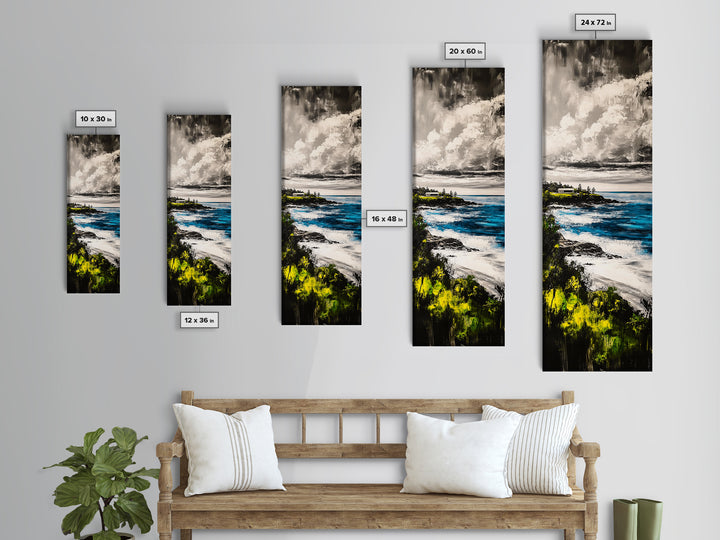 Ocean View, Coastal Home, Beach House Decor, Nautical Wall Art, Seaside Painting, Blue Landscape, Tranquil Seascape, Framed Canvas Print