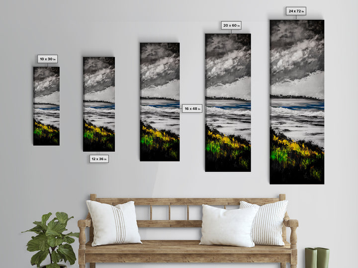 Coastal Horizon, Abstract Seascape Painting, Beach Wall Art, Framed Canvas Print, Office Decor, Ocean Waves Artwork, Living Room Art