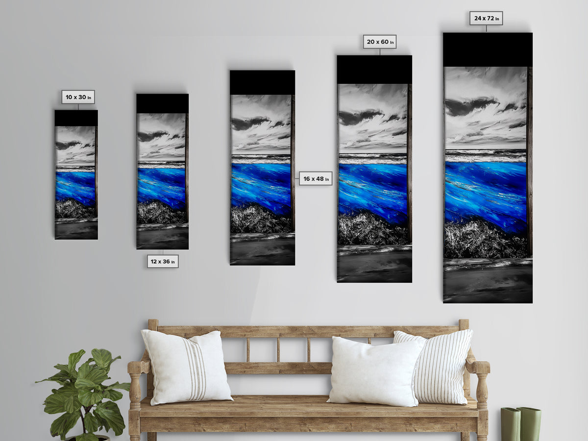 Ocean View, Blue Wave Art, Coastal Decor, Nautical Wall Art, Modern Abstract, Beach House Decor, Framed Canvas Print
