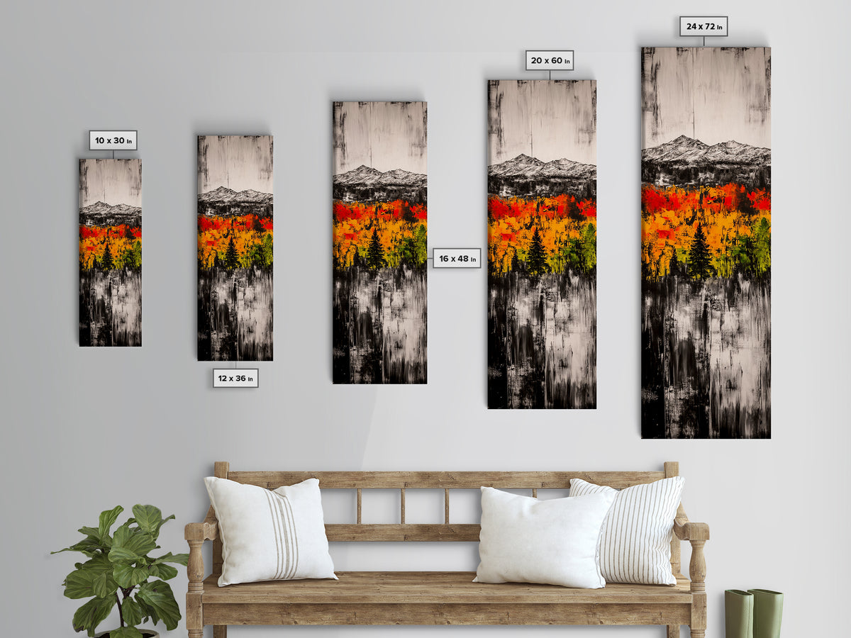 Autumn Trees, Fall Foliage Art, Mountain Landscape, Vibrant Nature Decor, Rustic Farmhouse, Living Room Wall Art, Canvas Print