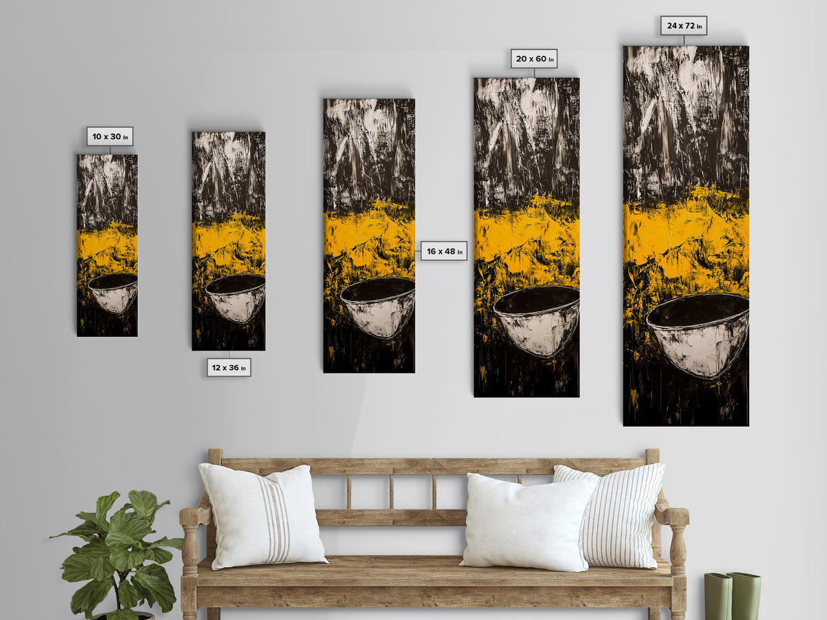 Abstract Yellow, Bold Modern Art, Textured Expressionist, High Contrast Decor, Contemporary Wall Accent, Framed Canvas Print