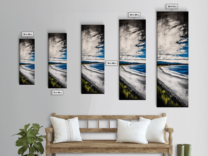 Blue Ocean Wave, Coastal Beach Scene, Nautical Seascape, Modern Abstract Art, Living Room Wall Decor, Canvas Print