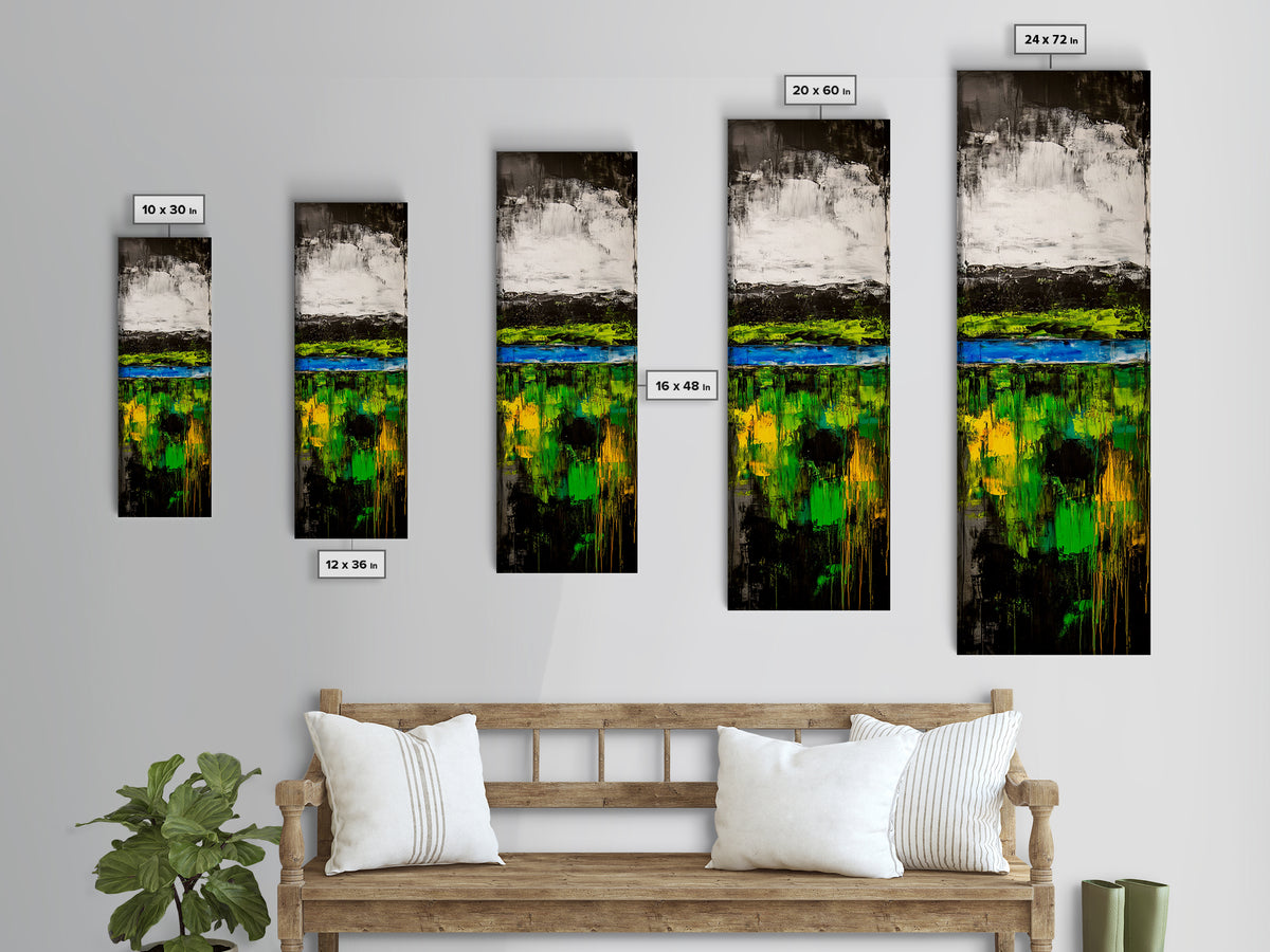 Abstract Landscape, Green Blue Art, Modern Wall Art, Framed Canvas Print, Office Decor, Large Artwork, Living Room Art, Minimalist Art