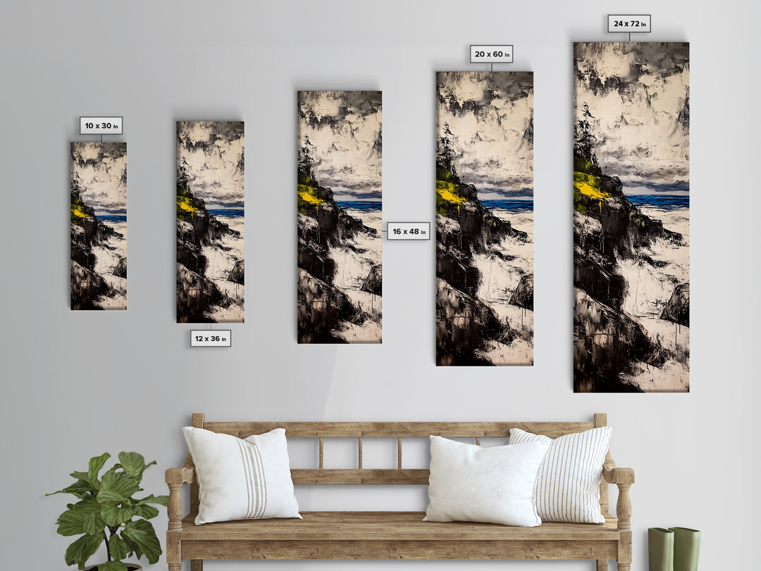Coastal Cliff, Ocean Waves, Moody Seascape, Nautical Wall Art, Canvas Print, Beach House Decor, Modern Landscape, Living Room Art