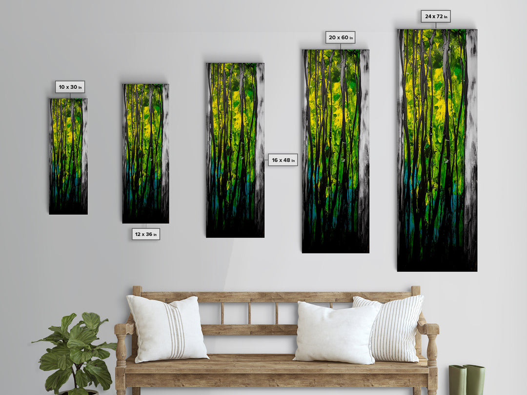 Abstract Forest, Green Nature, Textured Painting, Boho Wall Art, Canvas Print, Modern Home Decor, Living Room Art, Earthy Tones