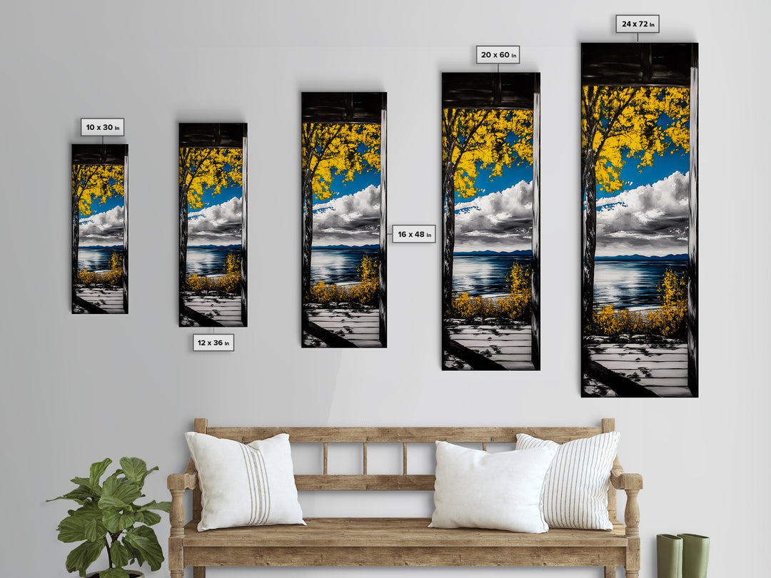 Autumn Lake View, Cabin Wall Art, Rustic Nature Print, Fall Landscape, Framed Canvas Print, Lodge Decor, Warm Tones, Cozy Wall Art