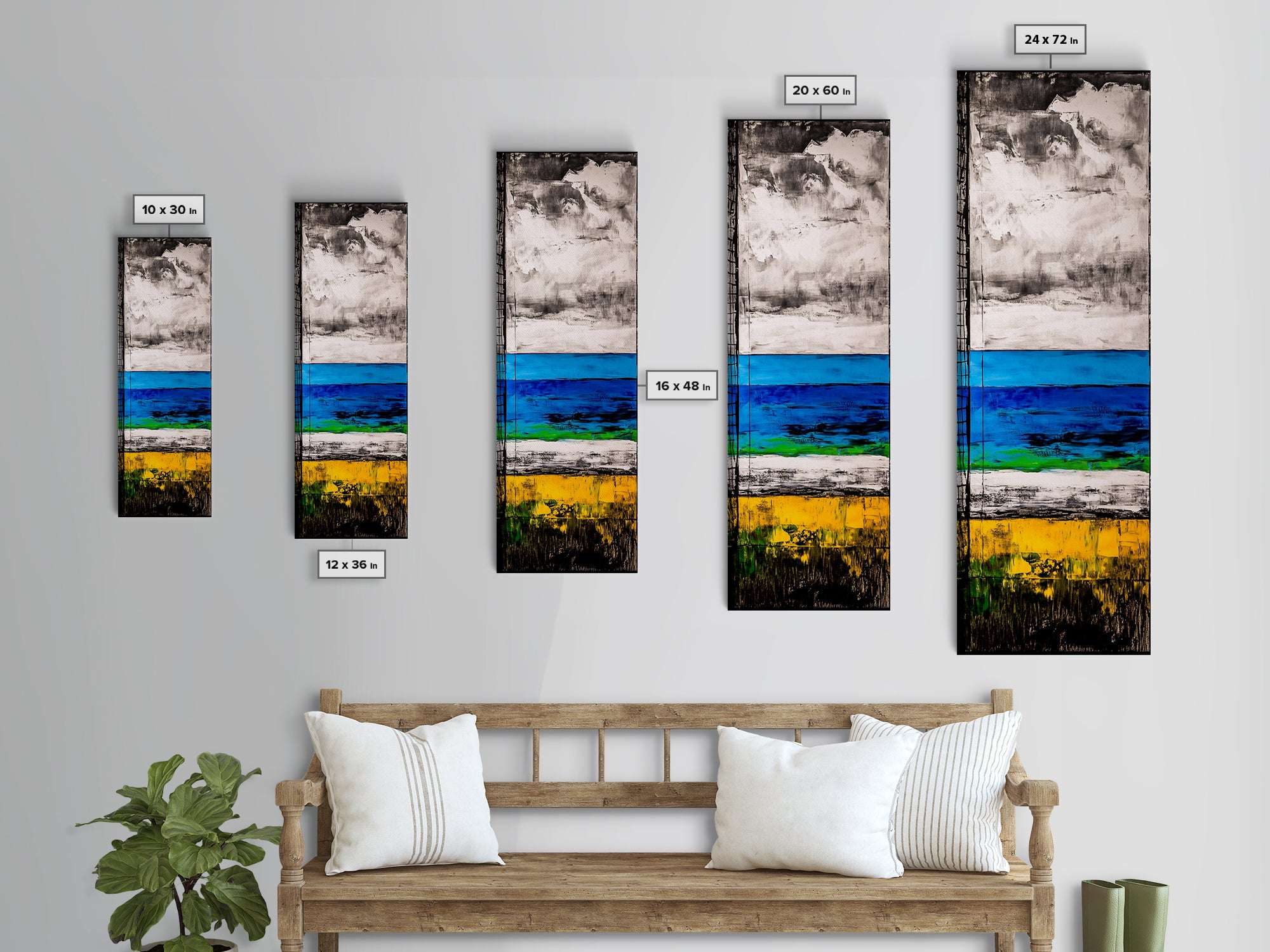 Abstract Beach, Ocean Wall Art, Modern Coastal, Seascape Painting, Minimalist Decor, Contemporary Art, Canvas Print, Living Room